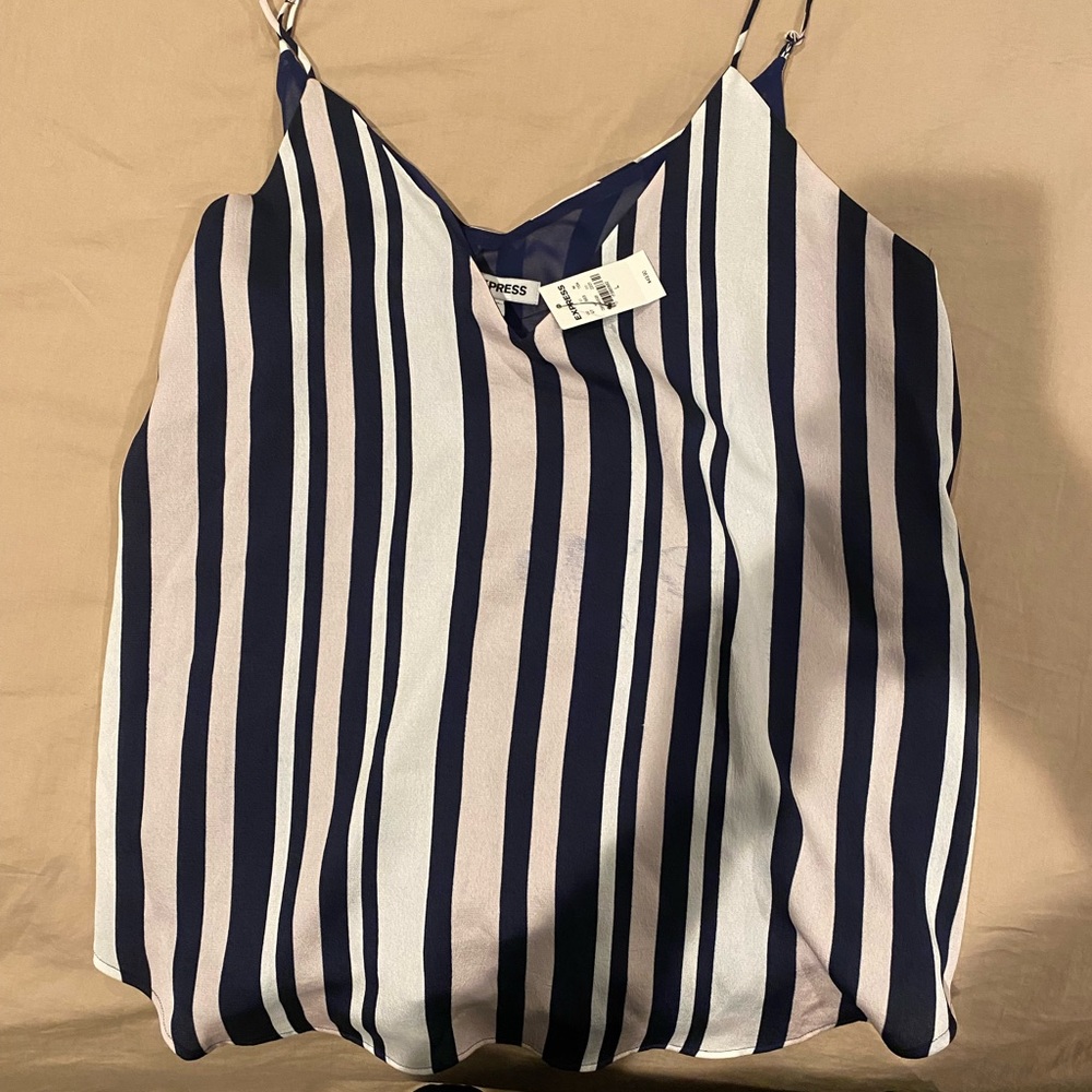 Express striped cami. NWT, Navy, white, pink